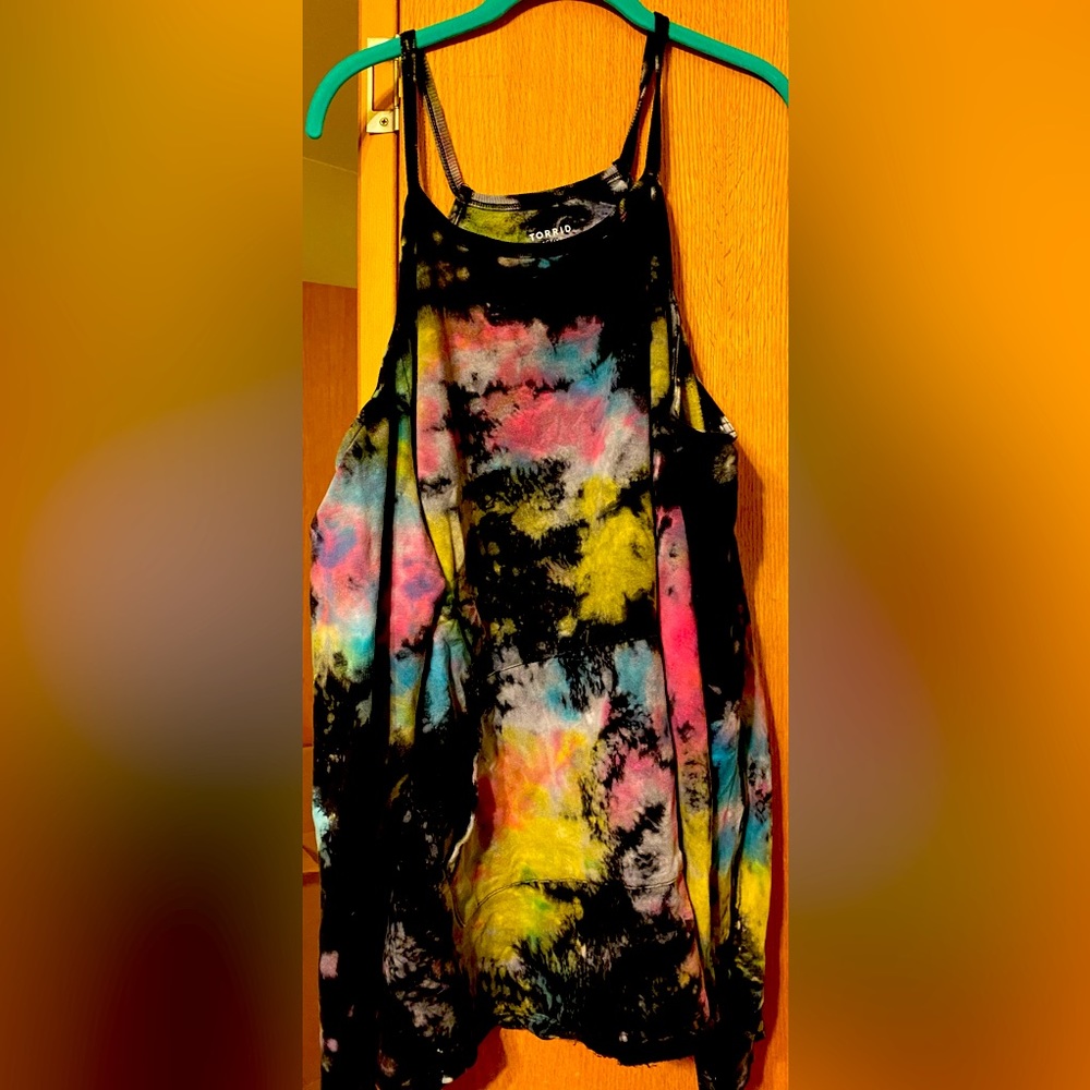 Off the shoulder sweat shirt. Tie dye